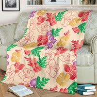 Colorful Aloha Hawaii Hibiscus Orchid Seamless Blanket