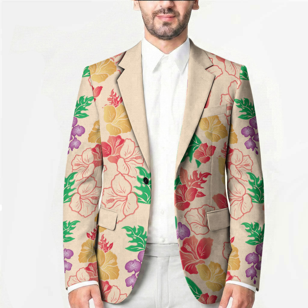 Colorful Aloha Hawaii Hibiscus Orchid Seamless Blazer