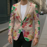 Colorful Aloha Hawaii Hibiscus Orchid Seamless Blazer