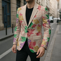 Colorful Aloha Hawaii Hibiscus Orchid Seamless Blazer