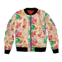 Colorful Aloha Hawaii Hibiscus Orchid Seamless Bomber Jacket