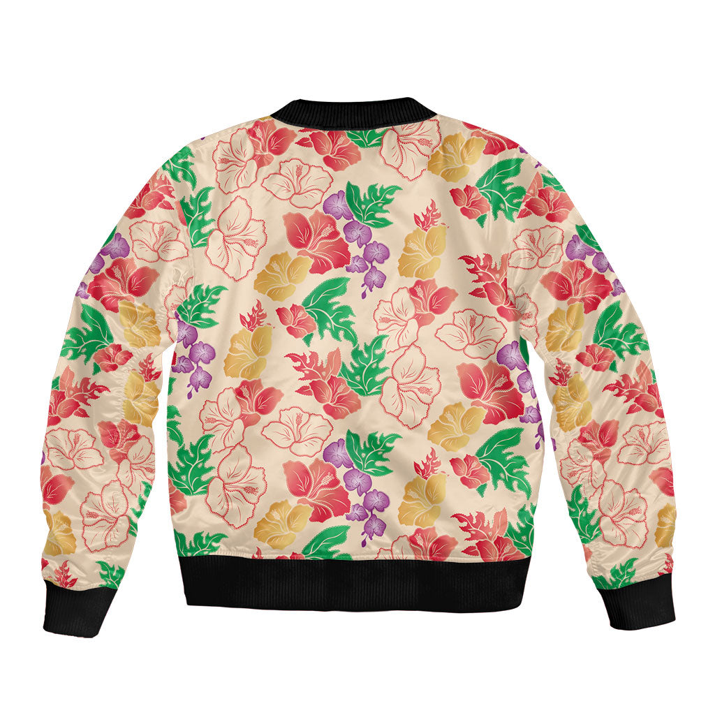 Colorful Aloha Hawaii Hibiscus Orchid Seamless Bomber Jacket
