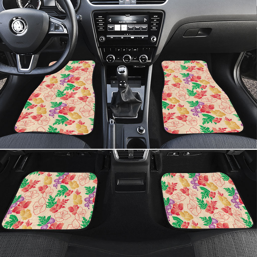 Colorful Aloha Hawaii Hibiscus Orchid Seamless Car Mats