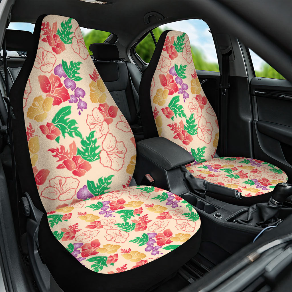 Colorful Aloha Hawaii Hibiscus Orchid Seamless Car Seat Cover