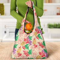 Colorful Aloha Hawaii Hibiscus Orchid Seamless Grocery Bag