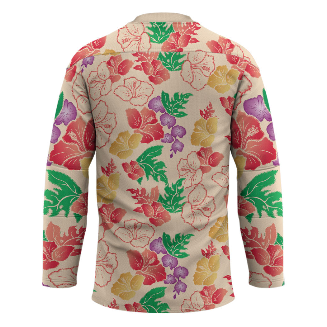 Colorful Aloha Hawaii Hibiscus Orchid Seamless Hockey Jersey