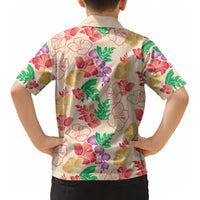 Colorful Aloha Hawaii Hibiscus Orchid Seamless Kid Hawaiian Shirt