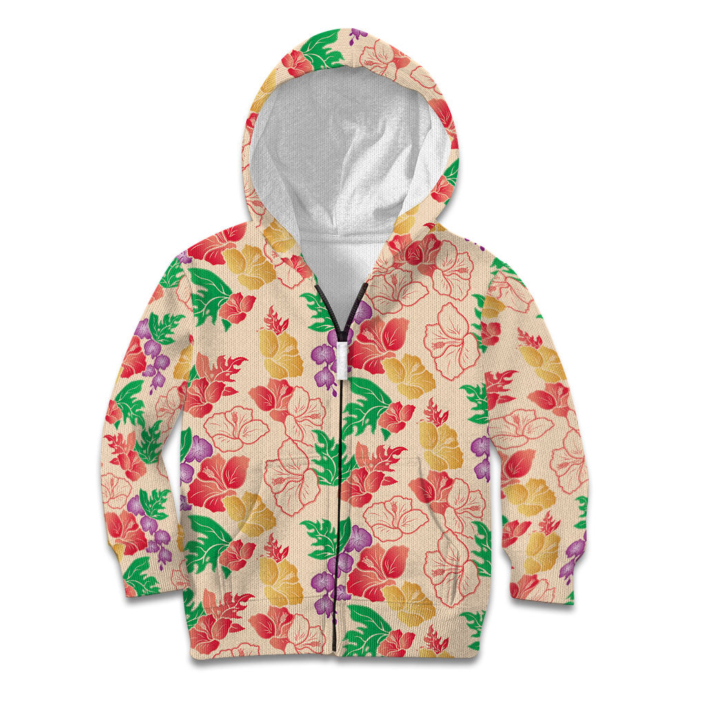 Colorful Aloha Hawaii Hibiscus Orchid Seamless Kid Hoodie