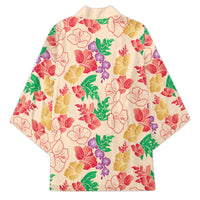 Colorful Aloha Hawaii Hibiscus Orchid Seamless Kimono