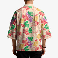 Colorful Aloha Hawaii Hibiscus Orchid Seamless Kimono