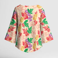 Colorful Aloha Hawaii Hibiscus Orchid Seamless Kimono Sleeve Blouse