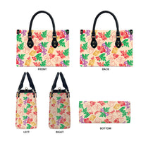 Colorful Aloha Hawaii Hibiscus Orchid Seamless Leather Bag