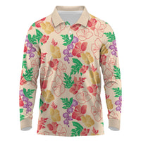 Colorful Aloha Hawaii Hibiscus Orchid Seamless Long Sleeve Polo Shirt