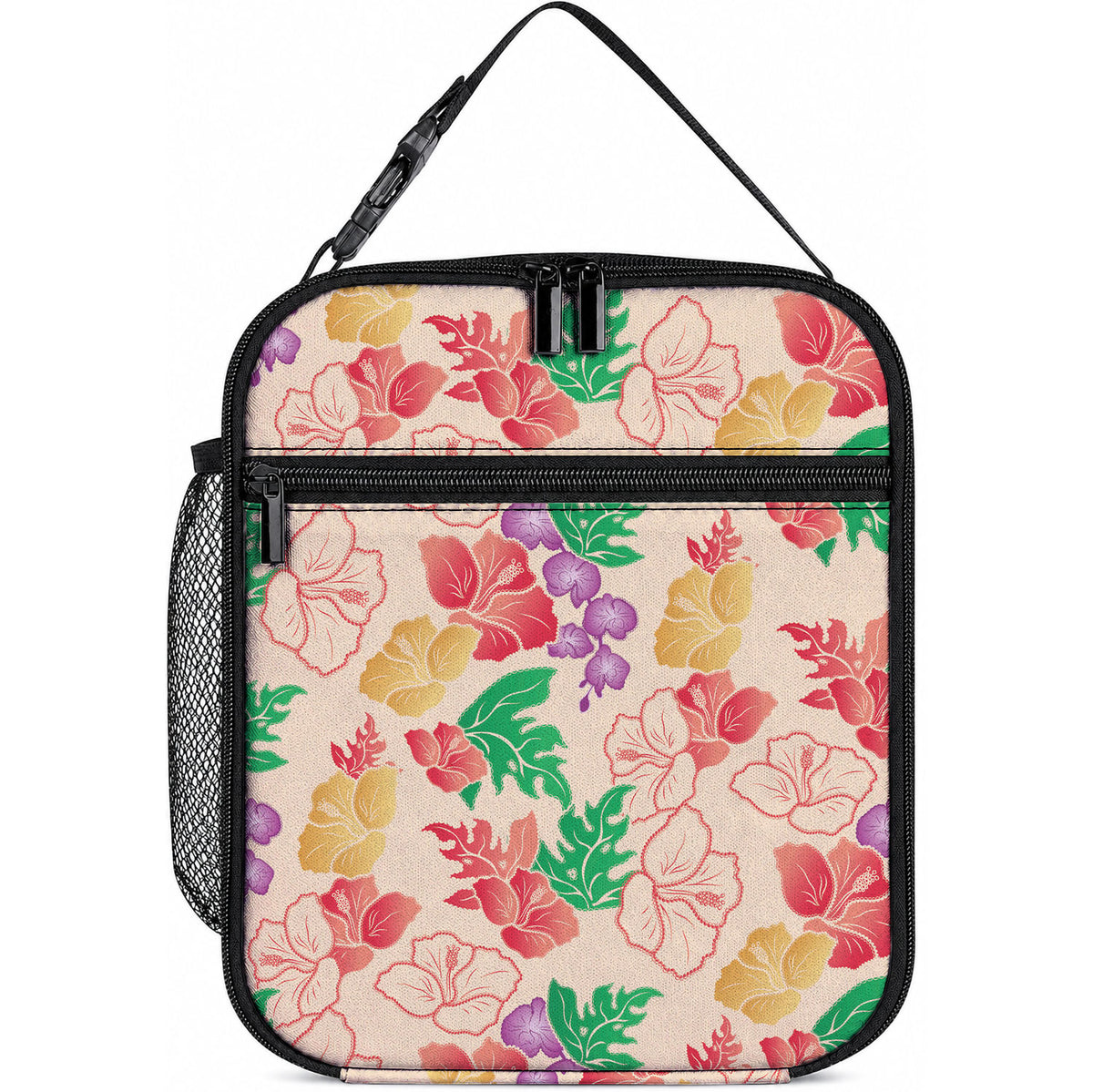 Colorful Aloha Hawaii Hibiscus Orchid Seamless Lunch Bag
