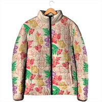 Colorful Aloha Hawaii Hibiscus Orchid Seamless Padded Jacket