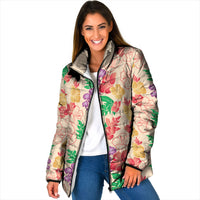 Colorful Aloha Hawaii Hibiscus Orchid Seamless Padded Jacket