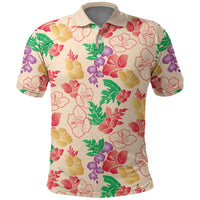 Colorful Aloha Hawaii Hibiscus Orchid Seamless Polo Shirt