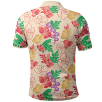 Colorful Aloha Hawaii Hibiscus Orchid Seamless Polo Shirt