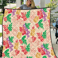 Colorful Aloha Hawaii Hibiscus Orchid Seamless Quilt