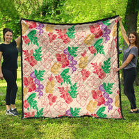 Colorful Aloha Hawaii Hibiscus Orchid Seamless Quilt