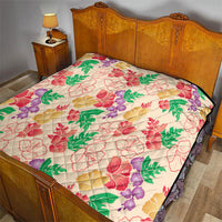 Colorful Aloha Hawaii Hibiscus Orchid Seamless Quilt