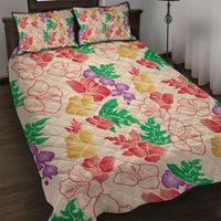 Colorful Aloha Hawaii Hibiscus Orchid Seamless Quilt Bed Set