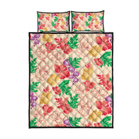 Colorful Aloha Hawaii Hibiscus Orchid Seamless Quilt Bed Set