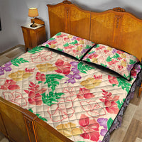 Colorful Aloha Hawaii Hibiscus Orchid Seamless Quilt Bed Set