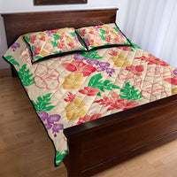 Colorful Aloha Hawaii Hibiscus Orchid Seamless Quilt Bed Set