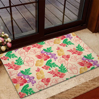 Colorful Aloha Hawaii Hibiscus Orchid Seamless Rubber Doormat