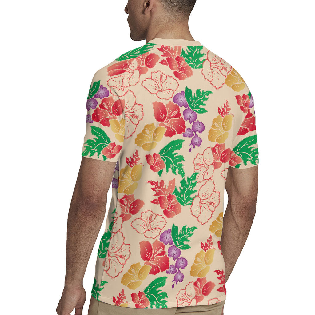 Colorful Aloha Hawaii Hibiscus Orchid Seamless Rugby Jersey