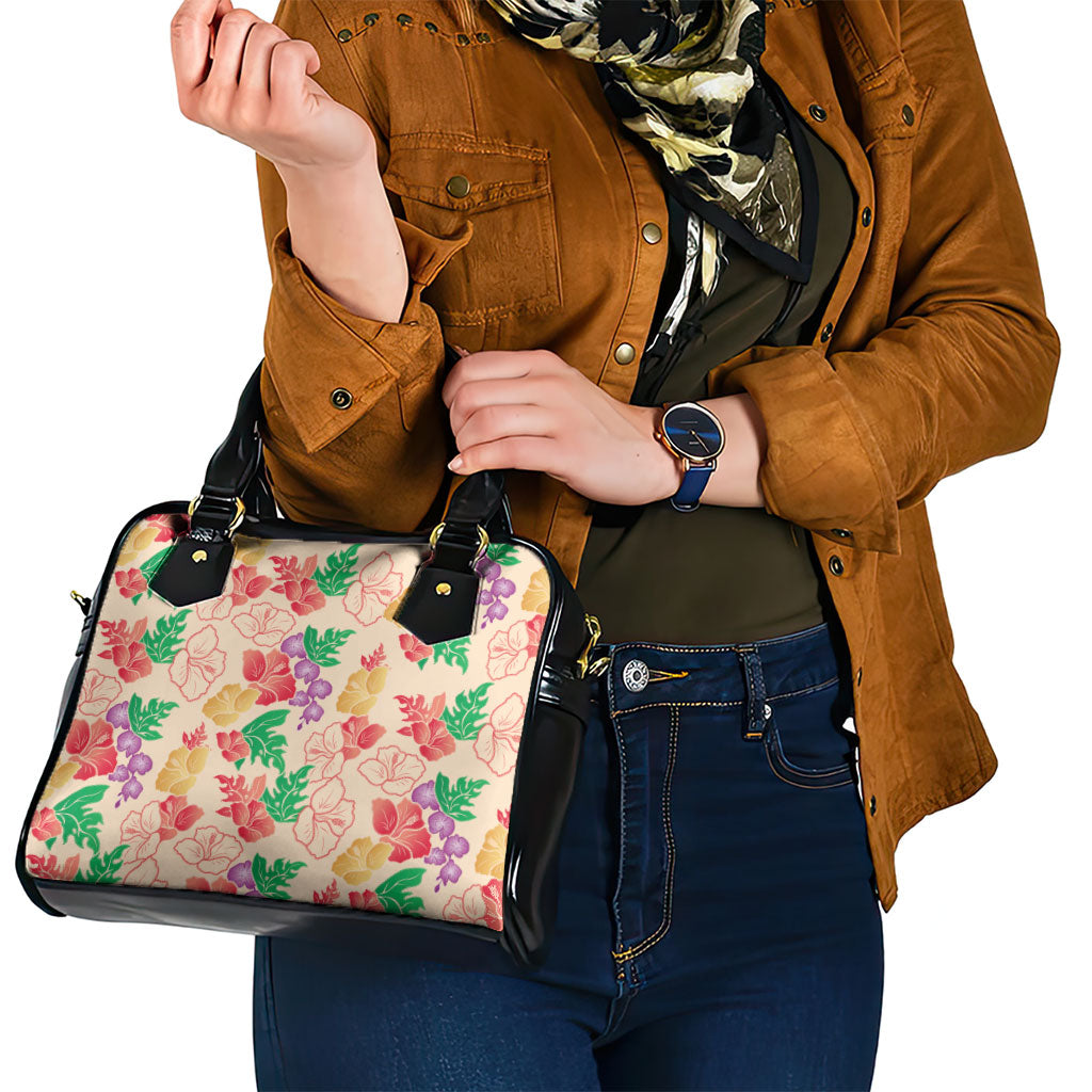 Colorful Aloha Hawaii Hibiscus Orchid Seamless Shoulder Handbag