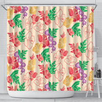 Colorful Aloha Hawaii Hibiscus Orchid Seamless Shower Curtain