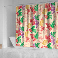 Colorful Aloha Hawaii Hibiscus Orchid Seamless Shower Curtain