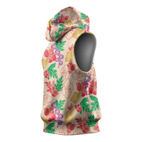 Colorful Aloha Hawaii Hibiscus Orchid Seamless Sleeveless Hoodie