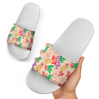 Colorful Aloha Hawaii Hibiscus Orchid Seamless Slide Sandals