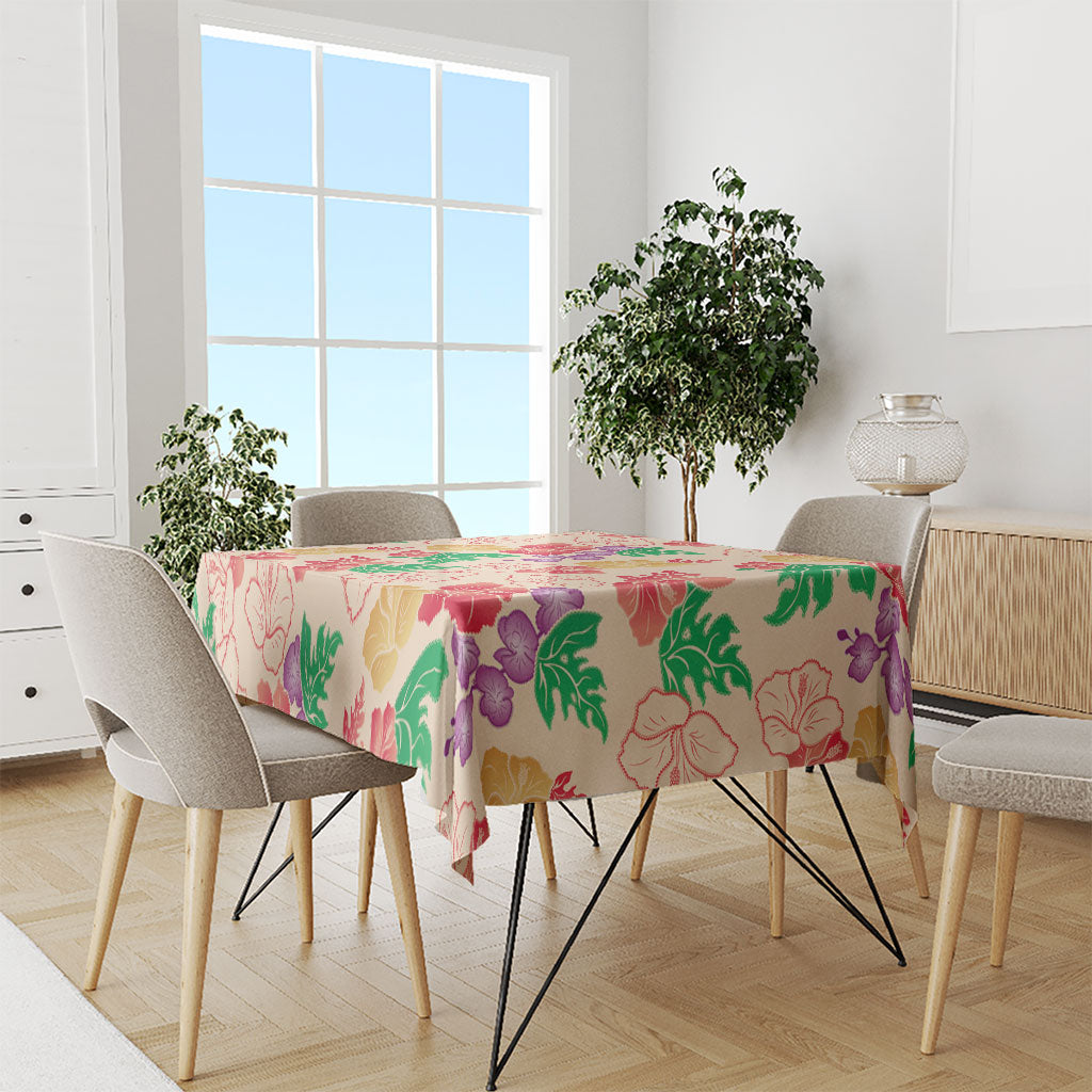 Colorful Aloha Hawaii Hibiscus Orchid Seamless Tablecloth