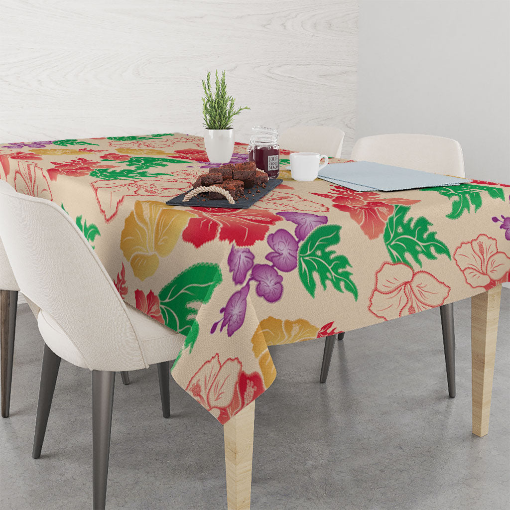 Colorful Aloha Hawaii Hibiscus Orchid Seamless Tablecloth