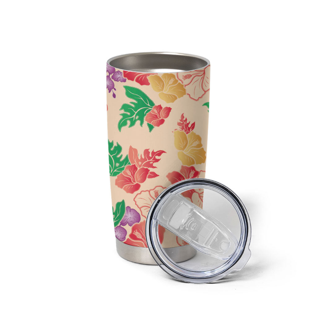 Colorful Aloha Hawaii Hibiscus Orchid Seamless Tumbler Cup