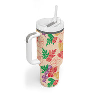 Colorful Aloha Hawaii Hibiscus Orchid Seamless Tumbler With Handle