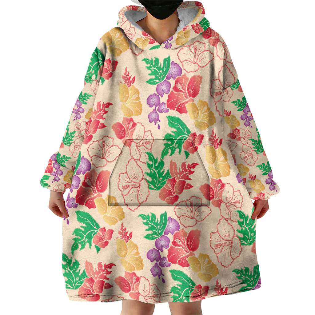 Colorful Aloha Hawaii Hibiscus Orchid Seamless Wearable Blanket Hoodie