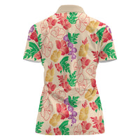 Colorful Aloha Hawaii Hibiscus Orchid Seamless Women Polo Shirt