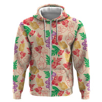 Colorful Aloha Hawaii Hibiscus Orchid Seamless Zip Hoodie