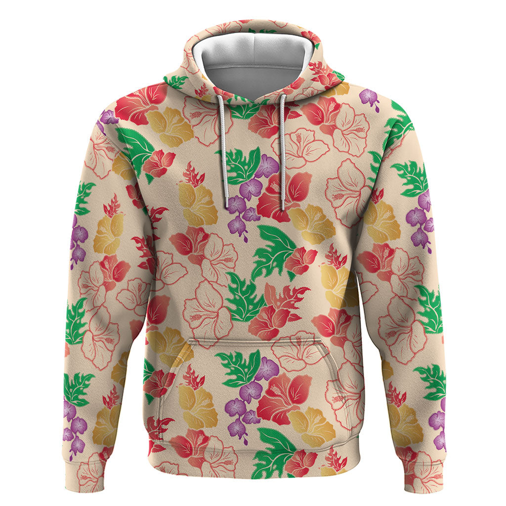 Colorful Aloha Hawaii Hibiscus Orchid Seamless Zip Hoodie
