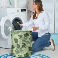 Vesuvian Green Aloha Hawaii Hibiscus Orchid Seamless Laundry Basket