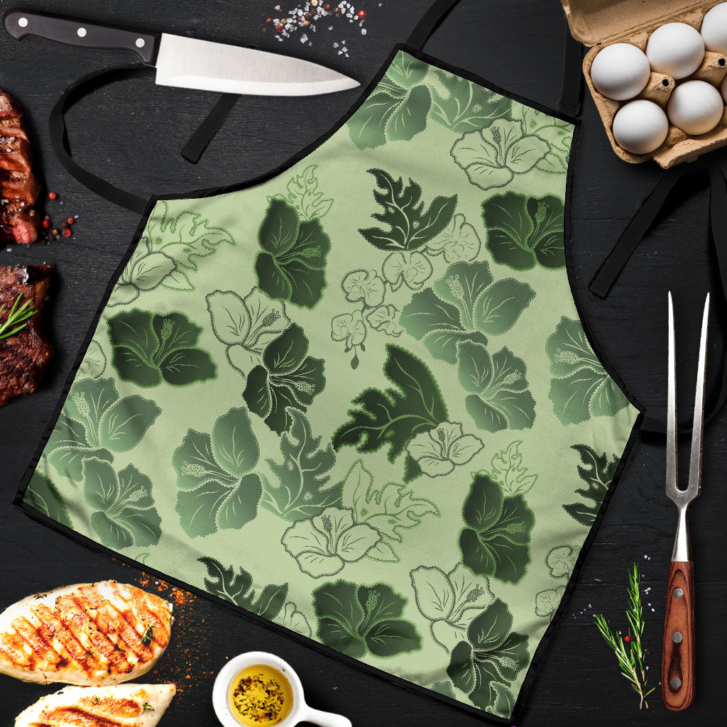 Vesuvian Green Aloha Hawaii Hibiscus Orchid Seamless Apron