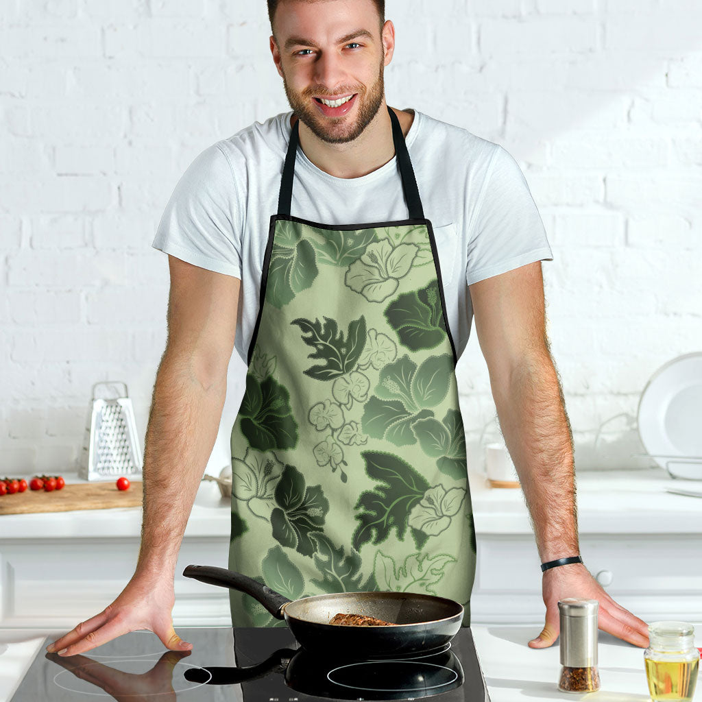 Vesuvian Green Aloha Hawaii Hibiscus Orchid Seamless Apron