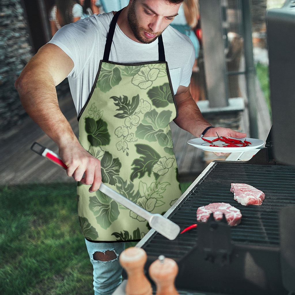 Vesuvian Green Aloha Hawaii Hibiscus Orchid Seamless Apron