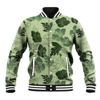 Vesuvian Green Aloha Hawaii Hibiscus Orchid Seamless Baseball Jacket