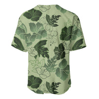 Vesuvian Green Aloha Hawaii Hibiscus Orchid Seamless Baseball Jersey